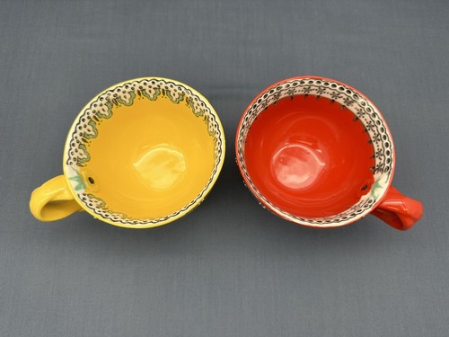 Anthropologie ELKA AYAKA Floral SOCKELTASSEN Drehgriff ROT & GELB 2er Set - Bild 3 von 13