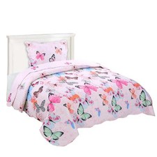2/3PCS Sheet Set Cotton Pink Butterfly Print Adorns The Bedding Lovely