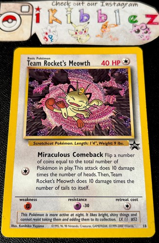 Team Rocket's Meowth #18 MP nicht schwarzer Stern Pokémon 2000 Film Promo-Karte!