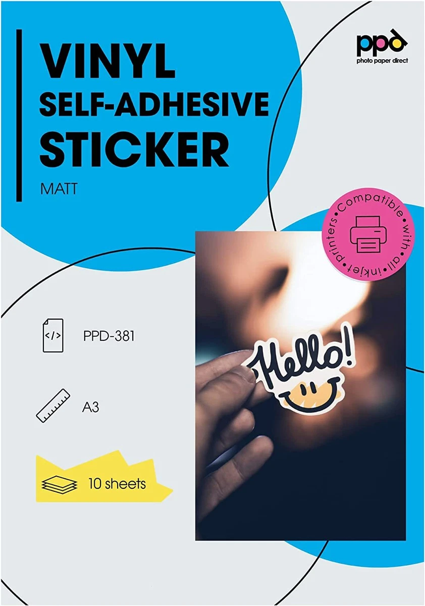 PPD 10 Sheets A3 Inkjet Printable Matt Adhesive Vinyl Sticker Paper  Waterproof | eBay