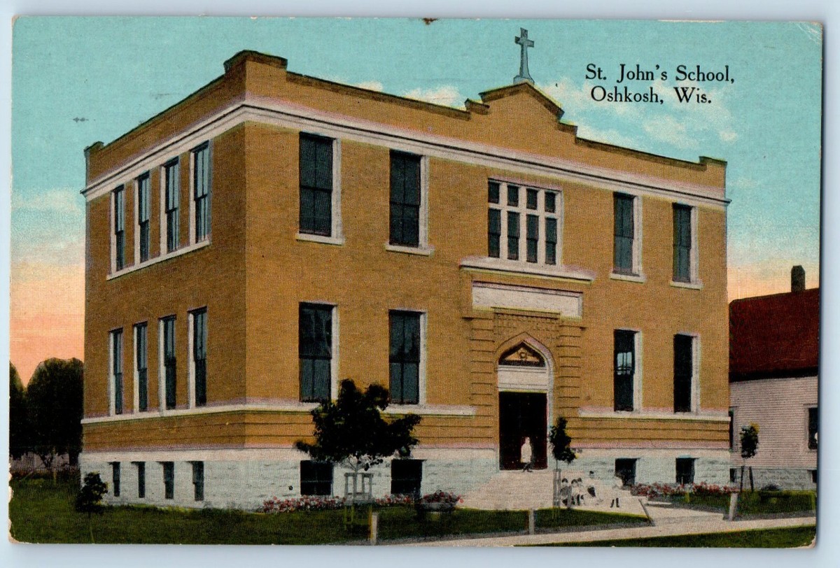 School Oshkosh 15 Coupon Wisconsin WI Postcard John's School