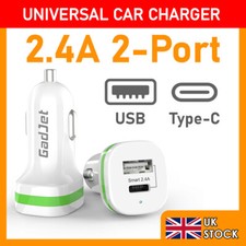 2 Port USB +Type-C Universal Car Charger Strong 2.4Amp Cigarette Lighter Socket