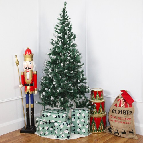 6ft 1.8m Christmas Tree SNOW TIPPED SPRUCE Green Hinged 795 Tips - Picture 2 of 6