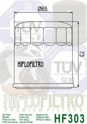 HIFLO FILTRO OLIO MOTORE HF303 – Compatibile Con KAWASAKI KLE 500 (2001) – Dimensioni Ø65 X 73 Mm