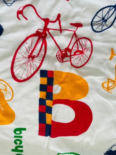 70s VTG Bike Novelty Fabric Bicycle Biker Primary Colors 3 Yds Red Blue Yellow - Picture 7 of 17