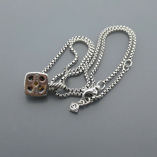 David Yurman Petite Albion Pendant Necklace 7mm Citrine and Diamonds - Picture 6 of 6