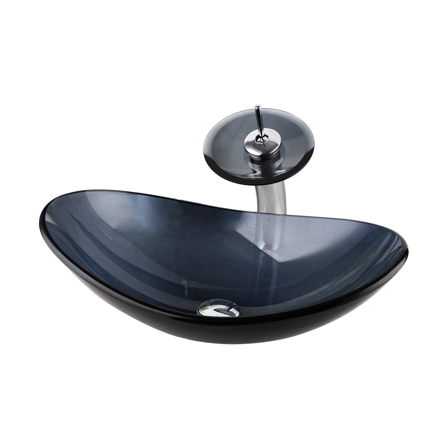 Waterfall Glass Basin Faucet Combine Brass Faucet Mixer Tap Round