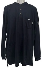 Tyndale Men Henley Shirt FR Flame Resistant Navy Blue Work USA NEW 2XL LONG