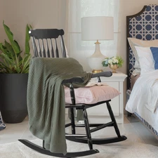 Solid Wood Outdoor Rocking Chair for Porch For Garden Balcony Black