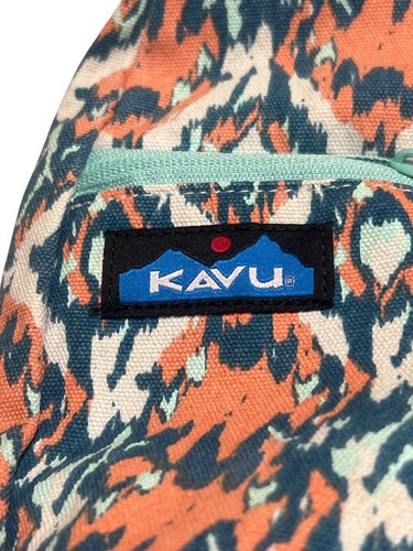 Kavu Crossbody Bag Purse Adjustable Strap Zipper Organizer Teal Orange Canvas - Picture 3 of 10