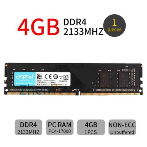 4GB DDR4 2133MHz PC4-17000 CL15 1.2V 288Pin DIMM Memory Desktop RAM For Crucial - Picture 1 of 6