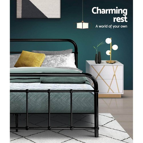 King Single Bed Frame Metal Bed Frame Enhanced Metal Tube Slat Country-Style - Picture 3 of 7