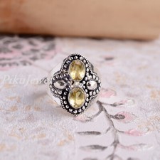 Citrine Topaz Gemstone 925 Sterling Silver Birthstone Ring Beauty Jewelry