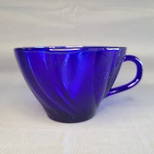 Duralex France Rivage Cobalt Blue Swirl Glass Tea/Coffee Cup Replacement EUC