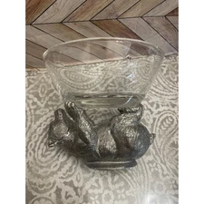 Vagabond house pewter Bear Sculpted Glass Serving Bowl Candy Dish