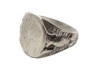 Sterling Silver Two Eagle Retro Vintage Americana military Blank Signet Ring