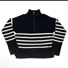DKNY Womens Quarter Zip Pullover Sweater, Mock Neck, Ribbed Cuffs nwt Medium