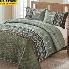 Quilt Set Bedroom Soft Cozy Microfiber Bedding Coverlet Pillowcases Home US