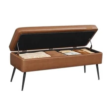  EKHO Collection - Storage Ottoman Bench, Caramel Brown 15-Gallon Storage Bench