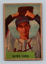 1954 Bowman #222 Memo Luna Rookie LOW GRADE (stain) Vintage Baseball Card. rookie card picture
