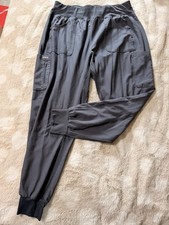 Landau Forward Women  s Jogger Scrub Pants XL Pewter Gray Stretch Medical Uniform