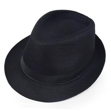 Giroir Fedora Hats for Men Women Short Brim Unisex Summer Small-Medium Black