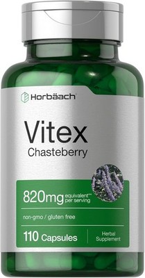 Horbäach Vitex Chasteberry 820Mg, 110 Capsules, Agnus-Castus Fruit, Non-Gmo 