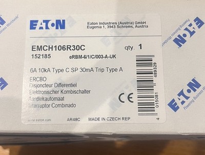 Brandneu Eaton EMCH106R30C C6 30mA RCBO