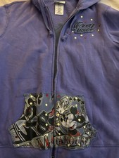 Vintage Disney Parks Purple Full Zip Mickey Mouse Hoodie Rhinestones Women s L