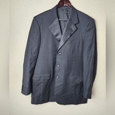 Ermenegildo Zegna Tessuto Euromoda Super 120s Wool Tuxedo Satin Black Blazer