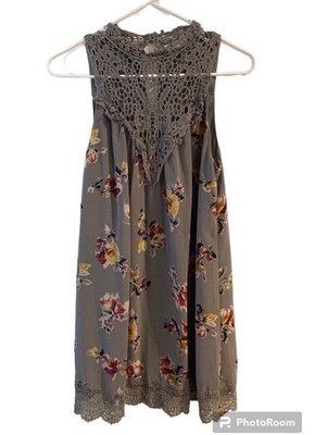 Entro Flowy Shift Dress Small Gray Rose Floral Lace Nice Dress Weddings