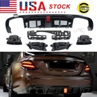F1 Style Rear Diffuser W/LED+Exhaust Tips New For 2016-20 Benz W213 E300 E43 E63