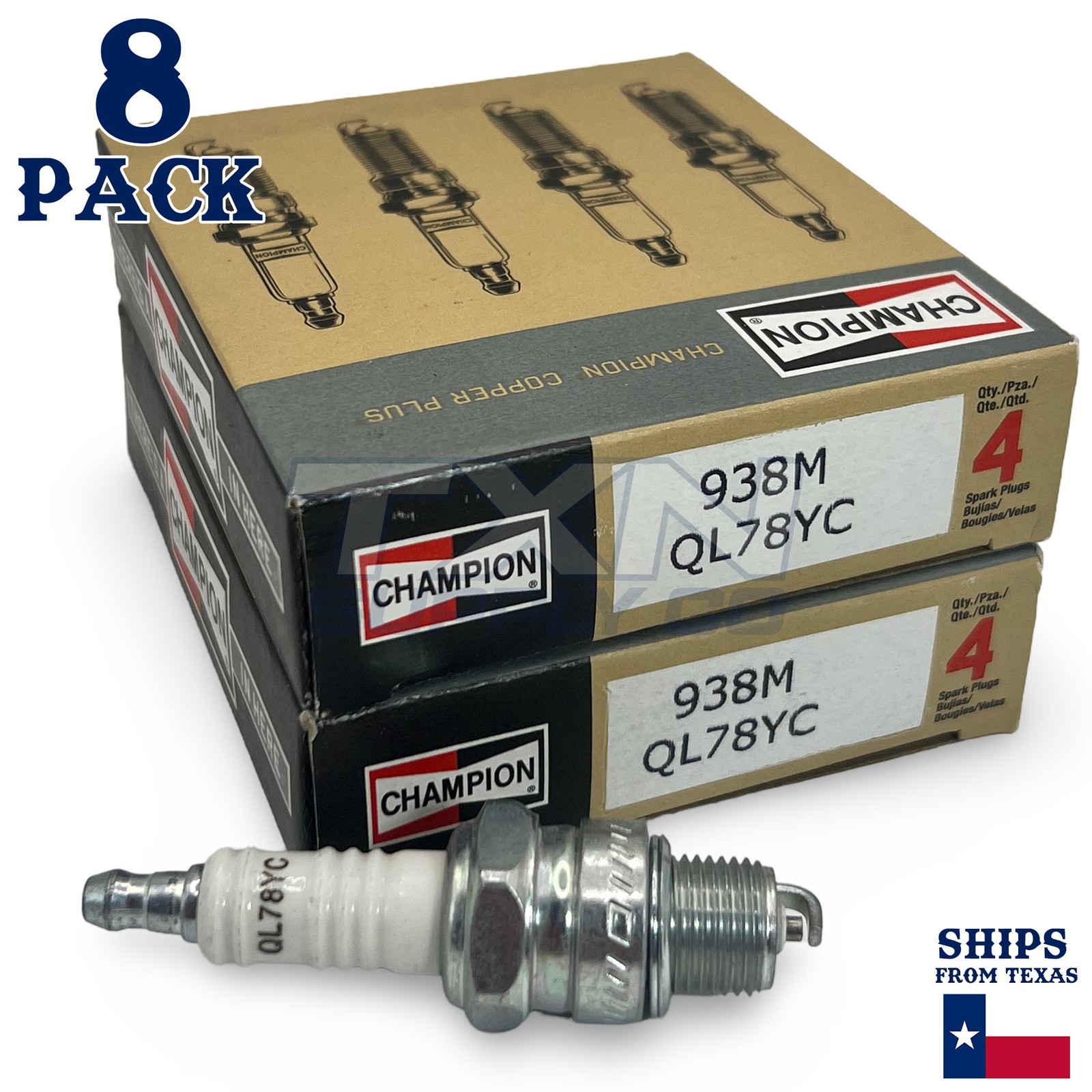 Champion 938M Marine Spark Plug QL78YC - 8 Pack