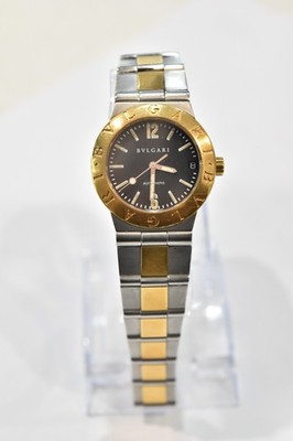 BVLgari Automatic LC 29 SG L 1044 Stainless Steel & 18K Gold Black Dial Watch