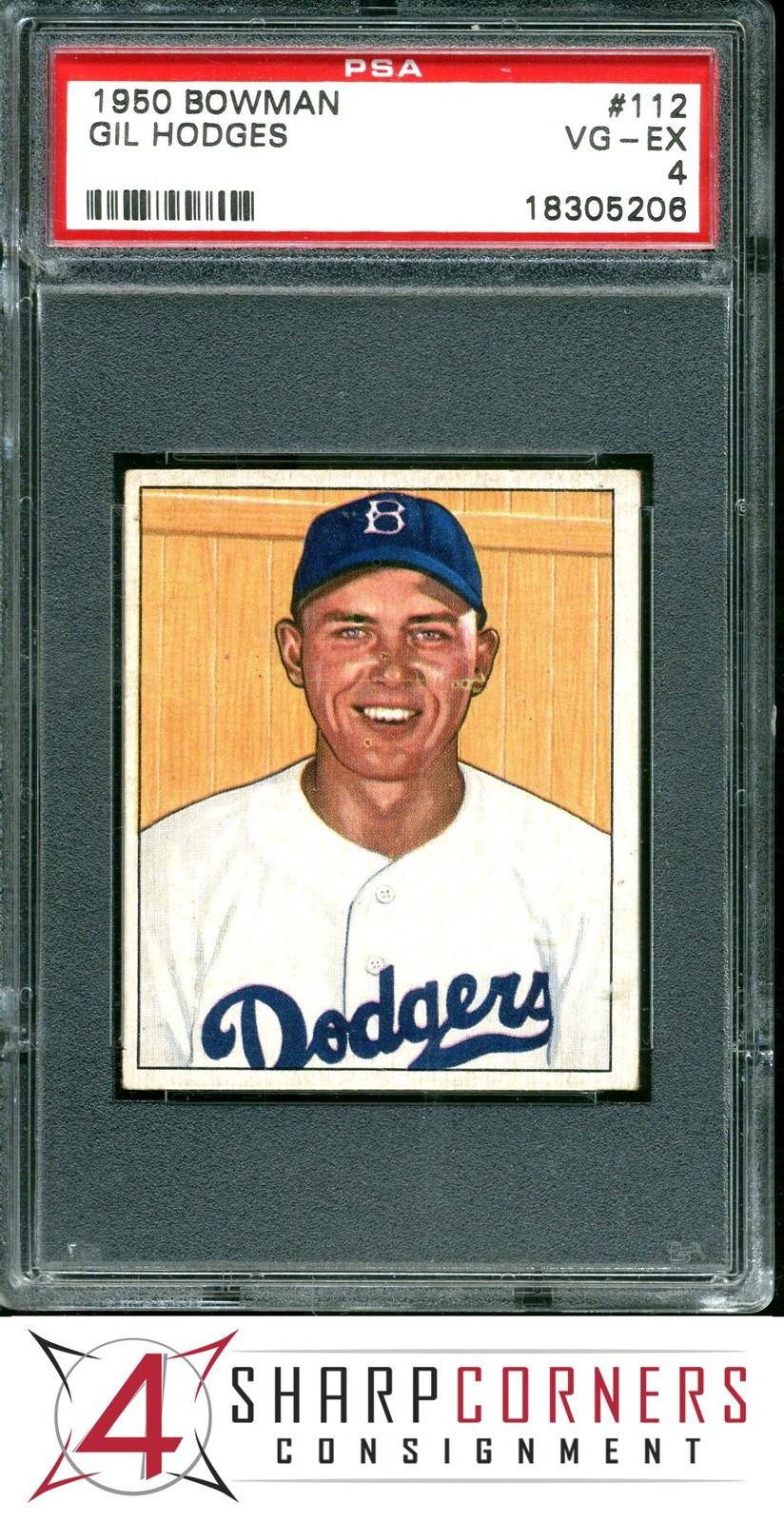 1950 BOWMAN #112 GIL HODGES HOF DODGERS PSA 4
