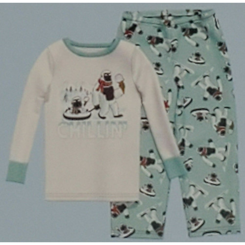 Cat & Jack Yeti Pajamas Boys Sz 2T 2 Pc Fleece Long Sleeve Pants PJs Sleepwear - Picture 1 of 4