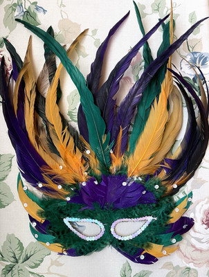 FEDERMASKE   Karneval Fasching Maske Kostüm Maskenball Deko Handgefertigt 80er