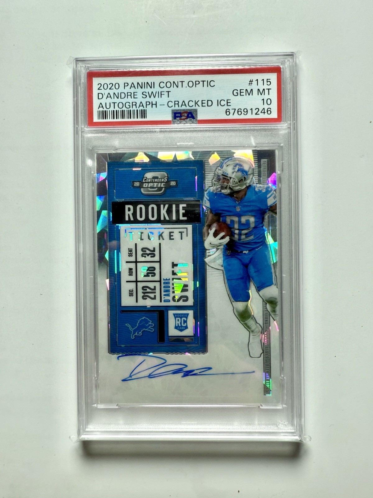 2020 Contenders - D'Andre Swift #115 Cracked Ice Rookie Auto #/22 (RC) 💎 PSA 10
