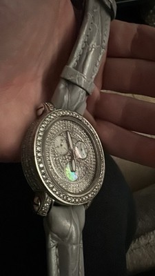 Benny & Co. Men's Diamond Accent Chronograph Quartz 44mm Watch Gray  Leather Box