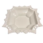 VTG Westmoreland Glass Ring and Petal Reticulated Pierced Milk Glass Square Bowl