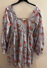 Love Shack Fancy 4 Blue Baby Floral Doll Empire Waist Dress Coquette Dainty#7156