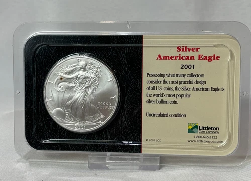 .999 Fine Silver American Eagle 2001 Uncirculated 1 Oz Coin Sealed Package