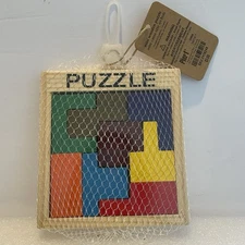 Pier 1 Mini Wooden Puzzle Brain Teaser Colorful Squares Stocking Stuffer