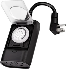 K KASONIC - Outdoor Light Timer Outlet, 24 Hour Mechanical Switch, Heavy Duty Pl