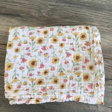 Modern Baby Blanket Floral Daisy Flower Muslin Swaddle Security Lovey 34x40