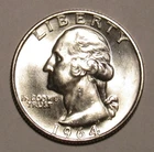 1964 D Washington Quarter, BU