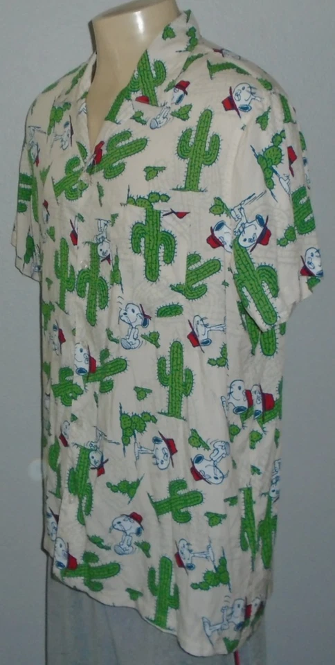 Peanuts Snoopy Desert Scene Button-Front Hawaiian Shirt Men XL - Image 2 of 4