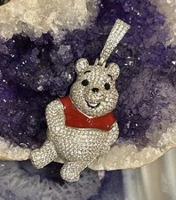 Sterling Silver 925 CZ Large Winnie The Pooh Pendant