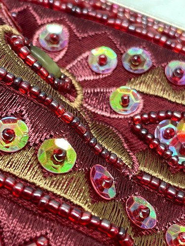 Far Nine Evening Bag Beaded Sequin Red Boho Handmade Women's Clutch Purse - Picture 15 of 16