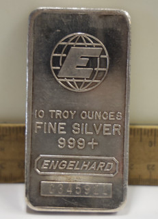 Vintage Engelhard 10 oz .999 Silver Bar LOGO Back C345921